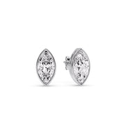 Bezel Stud Earring One Carat Marquise Diamond